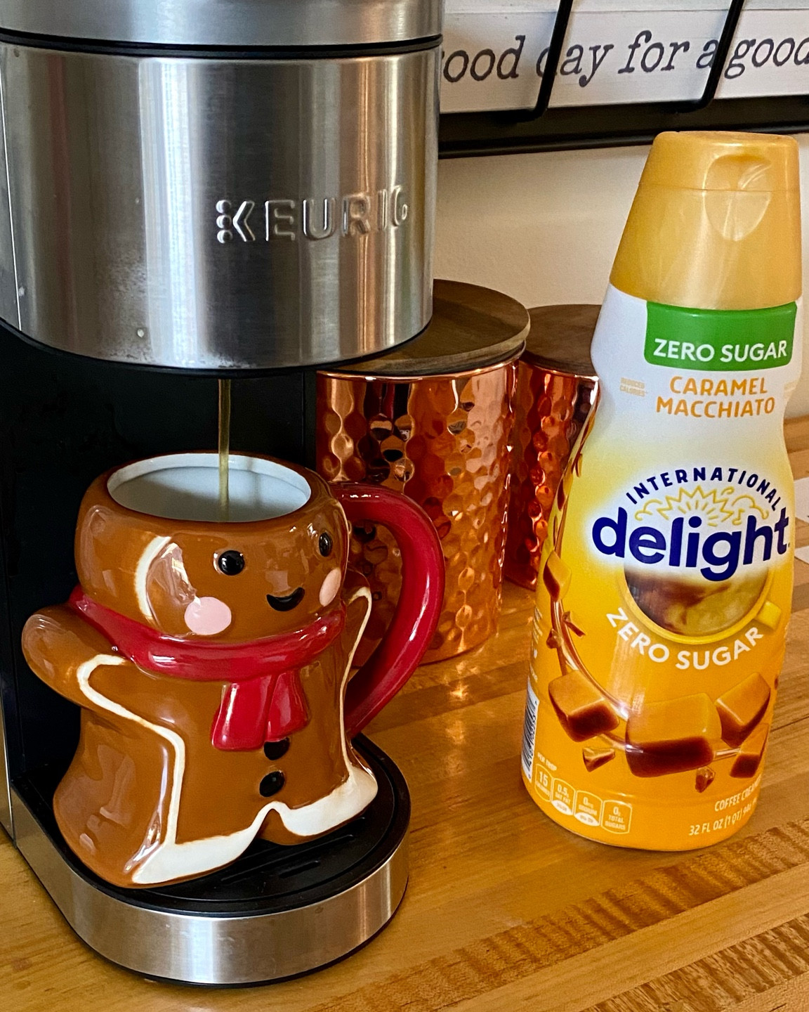 Starting the morning off with one of my favorite things… ☕️! I love this sugar free caramel macchiato coffee creamer and how cute is this gingerbread mug?! I also have the Santa which is just as adorable  

#LTKfindsunder50 #LTKSeasonal #LTKHoliday