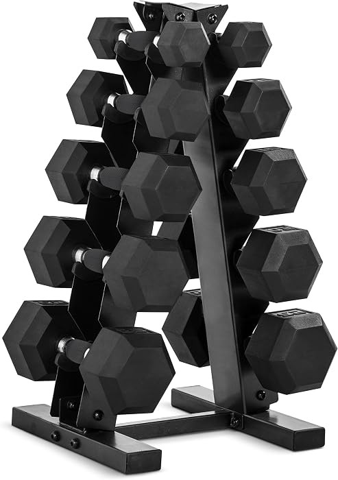 CAP Barbell Rubber Coated Dumbbell Weight Set with Vertical Rack | 150 lb, and 210 lb Options | Amazon (CA)