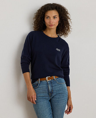 Women's Embroidered Cashmere Crewneck Sweater | Macy's
