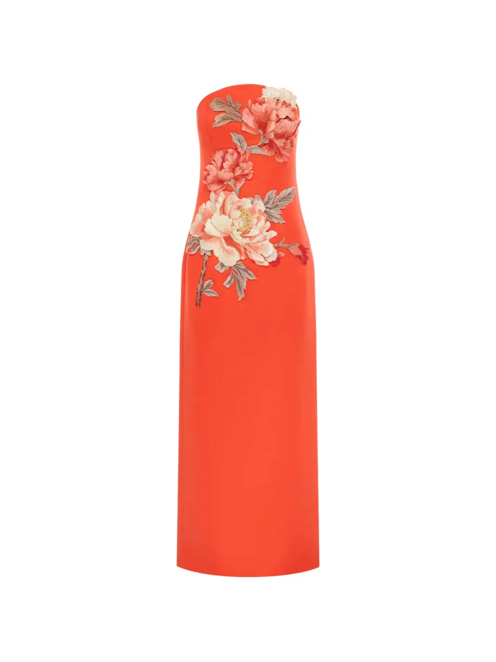 Leo Lin Ava Floral Midi Dress | Orange | FARFETCH UK | Farfetch Global
