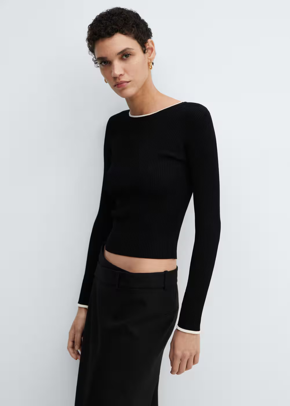 Contrast trim sweater -  Women | Mango United Kingdom | MANGO (UK)
