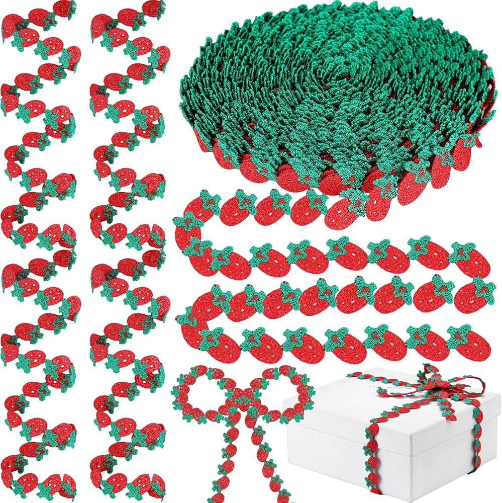 15 Yard Strawberry Decorate 45 Ft Strawberry Ribbon Trim 5/8" DIY Strawberry Party Decorations La... | Amazon (US)