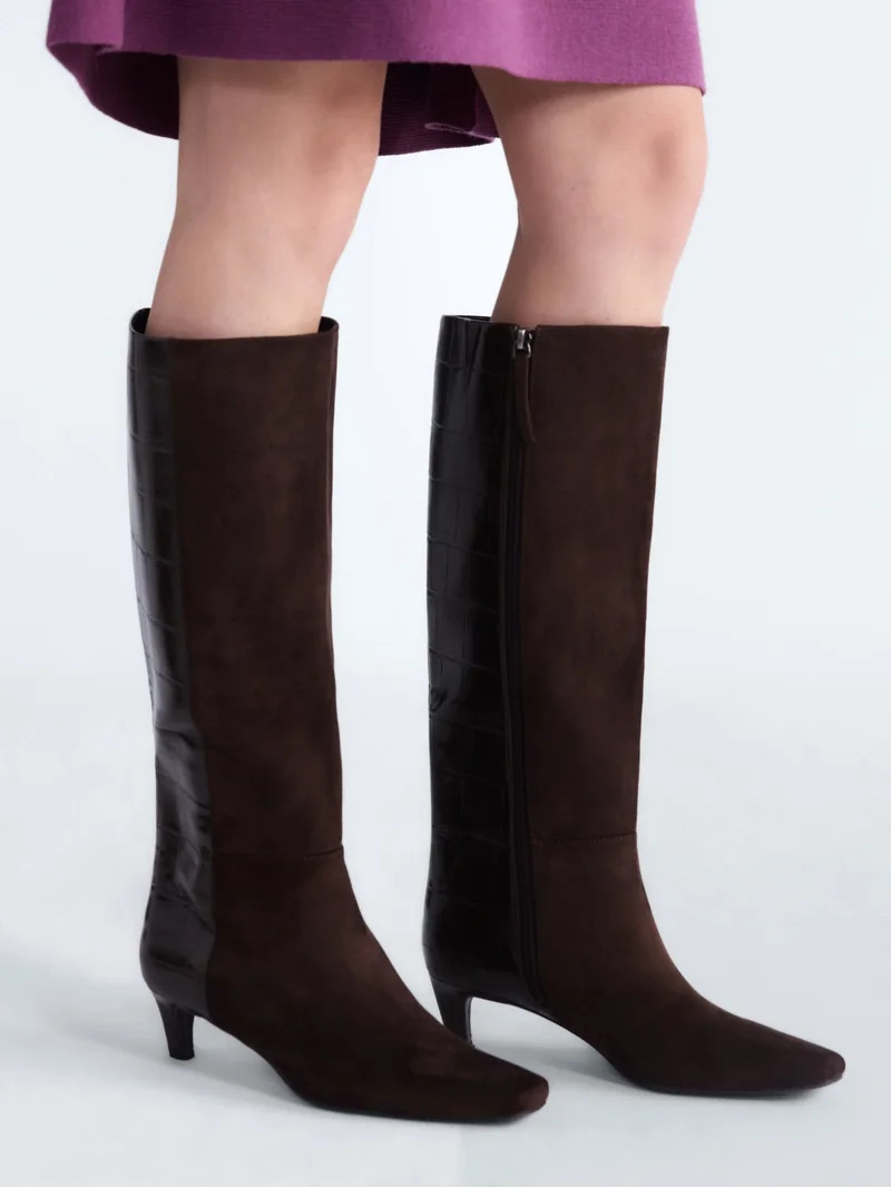 Scoop Women\u2019s Two Tone Kitten Heel Knee High Boot Wide Width Available | Walmart (US)