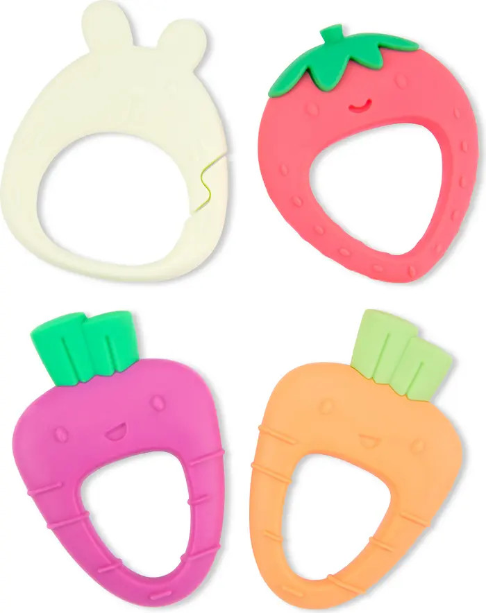 Bunny Clip & 3-Piece Farmstand Teething Rings | Nordstrom