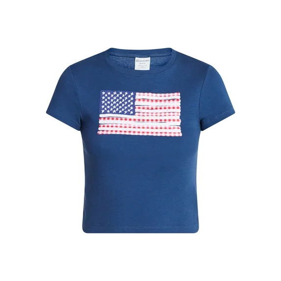 No Boundaries Americana Graphic Baby Tee, Women's and Women's Plus XXS-4X | Walmart (US)