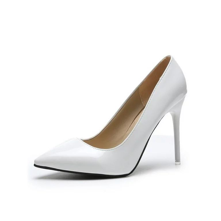 Ritualay Women's High Heel Pointed Toe Stilettos Wedding Dress Pumps Shoes White 8.5 | Walmart (US)