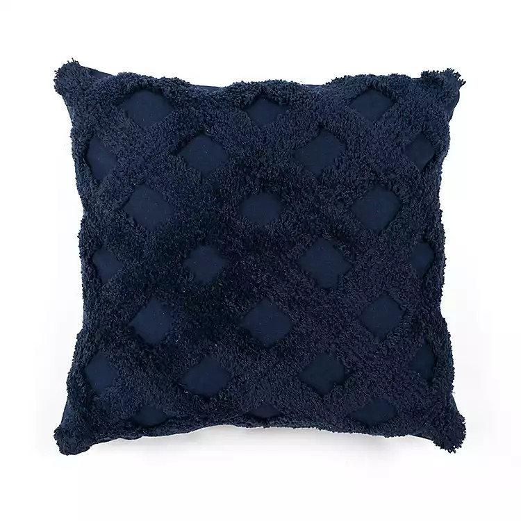 Navy Woven Diamond Frill Pillow | Kirkland's Home
