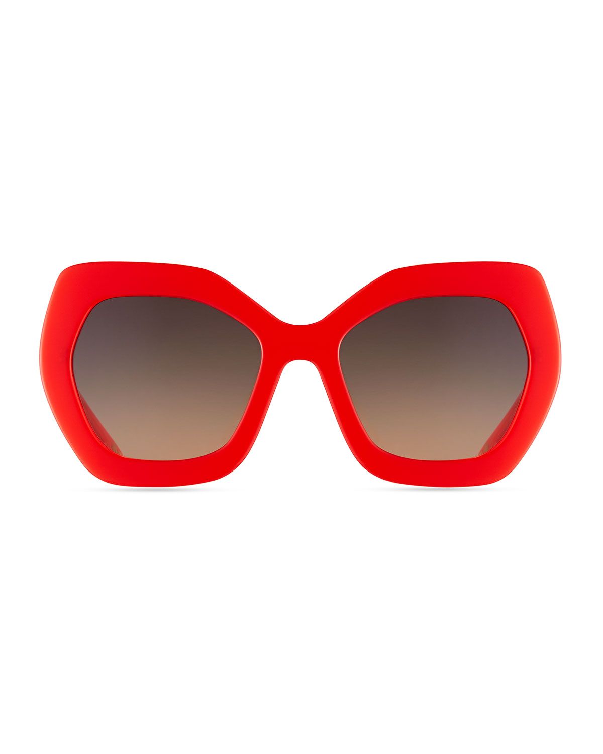 Dinah Chunky Geometric Sunglasses, Red | Neiman Marcus