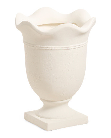 18x13.5 Fiber Clay Scalloped Lightweight Urn Planter | Marshalls