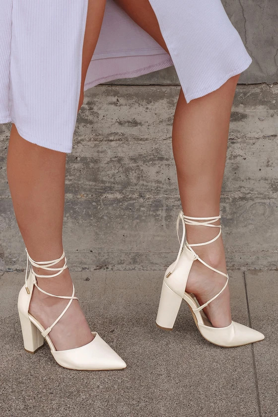 Luna Bone Lace-up Heels | Lulus (US)