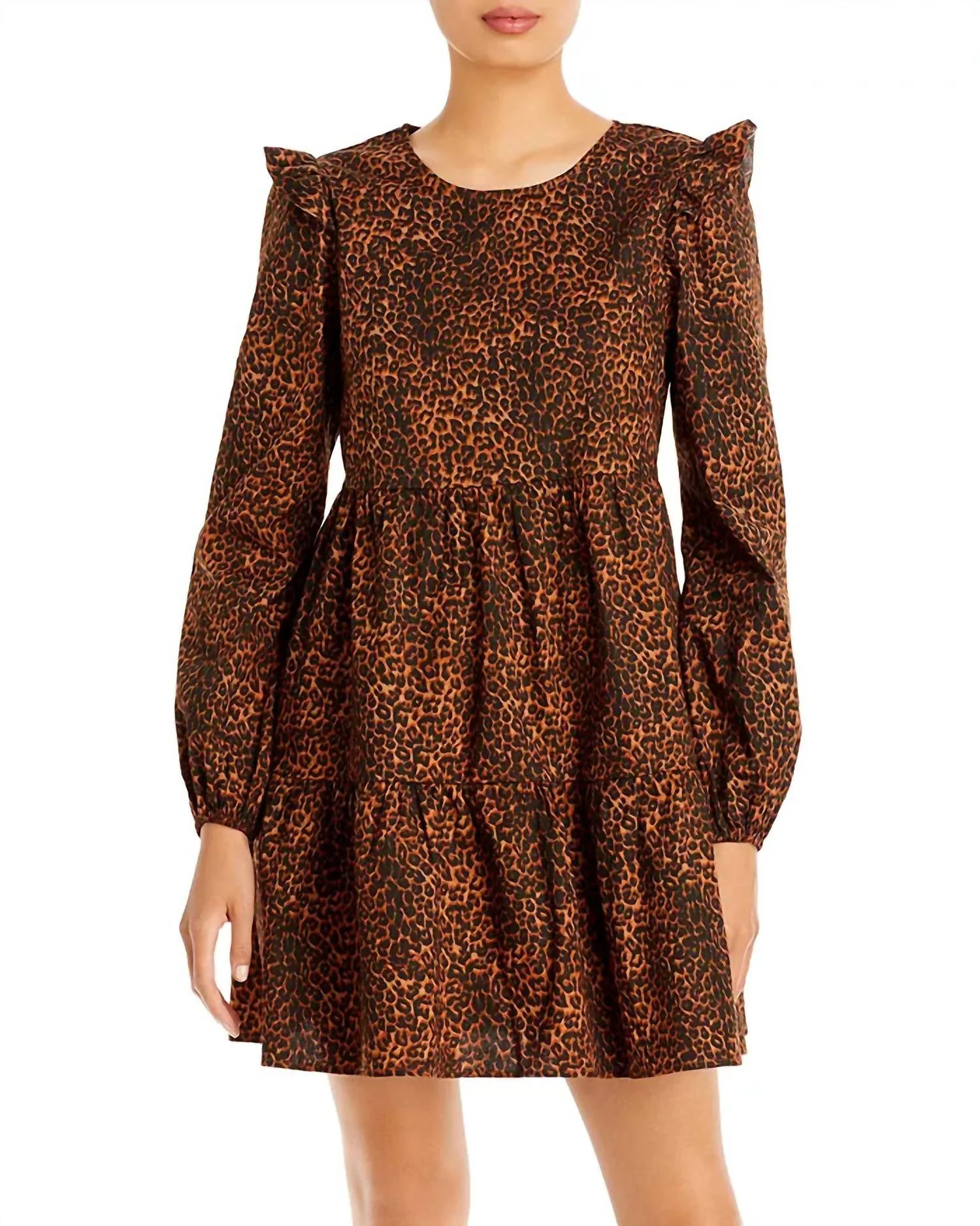 Women's Velma Animal Print Ruffled Babydoll Dress In Brown | Shop Simon