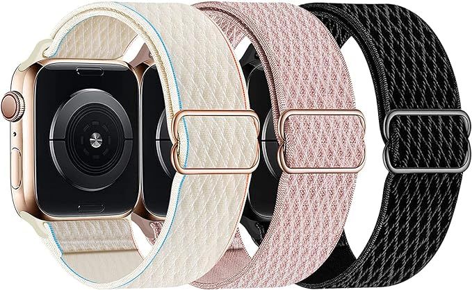 Swhatty Stretchy Nylon Solo Loop Bands Compatible with Apple Watch 41mm 40mm 38mm, Adjustable Bra... | Amazon (US)
