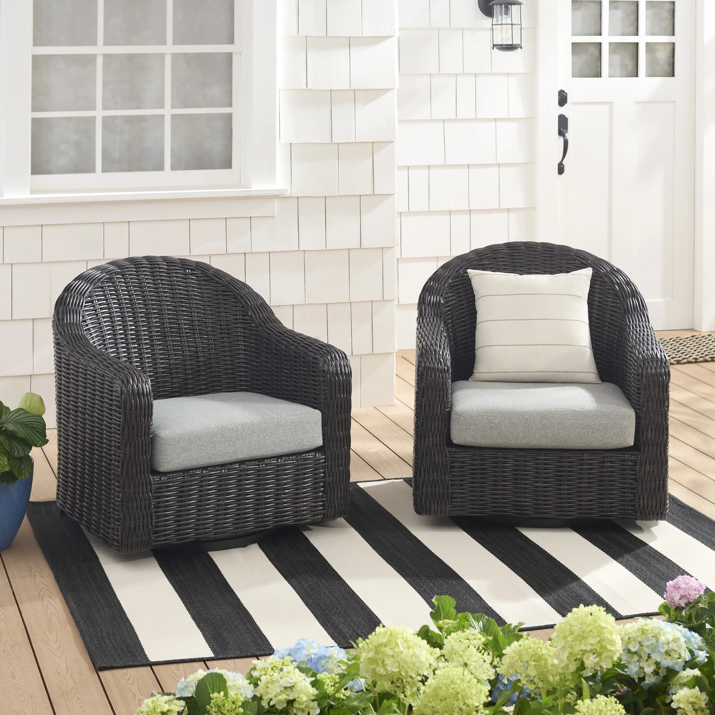 Better Homes & Gardens Bellamy Outdoor Wicker Swivel Glider Chair, Dark Brown | Walmart (US)