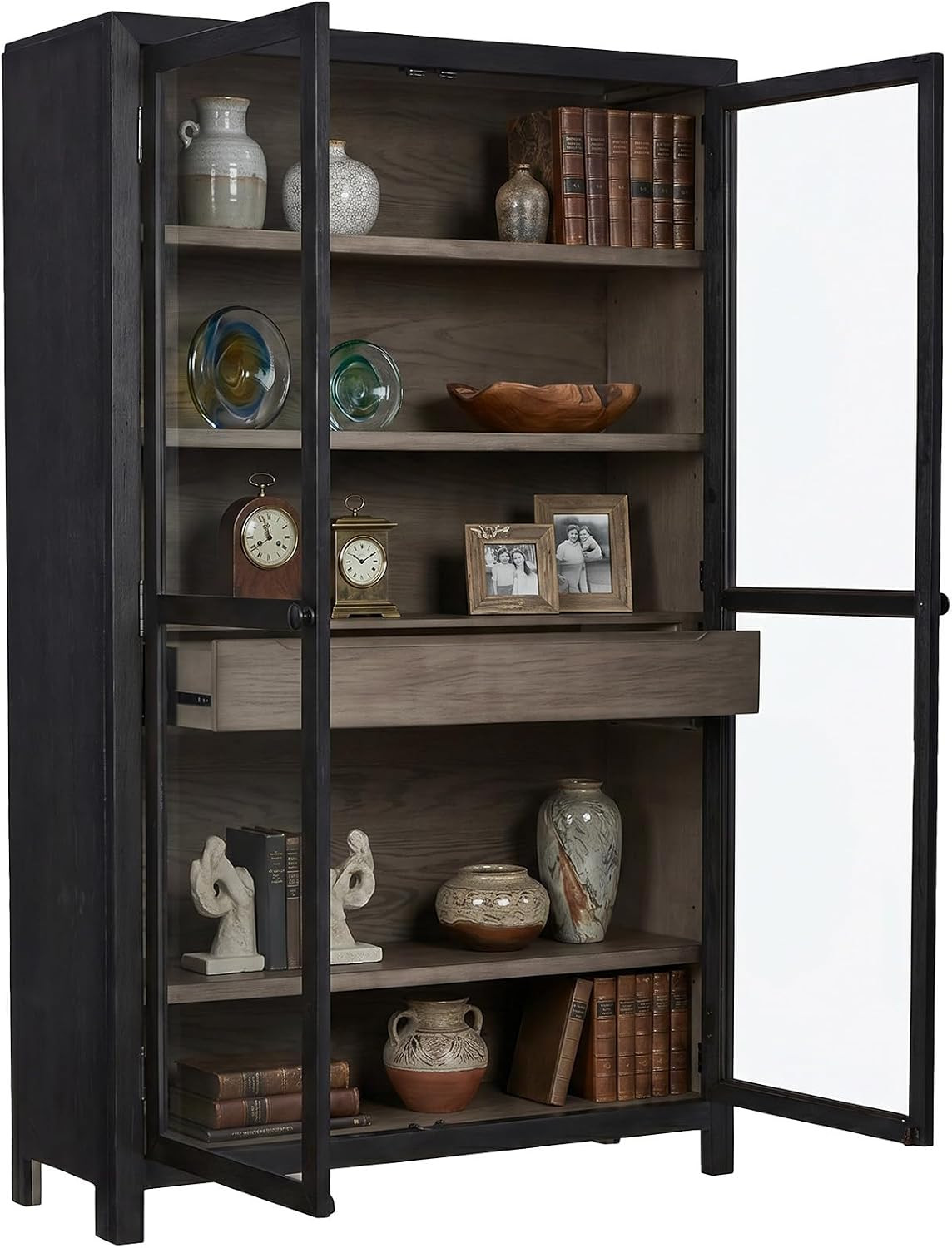 Signature Design by Ashley Lenston Transitional Accent Cabinet, Black & Gray | Amazon (US)