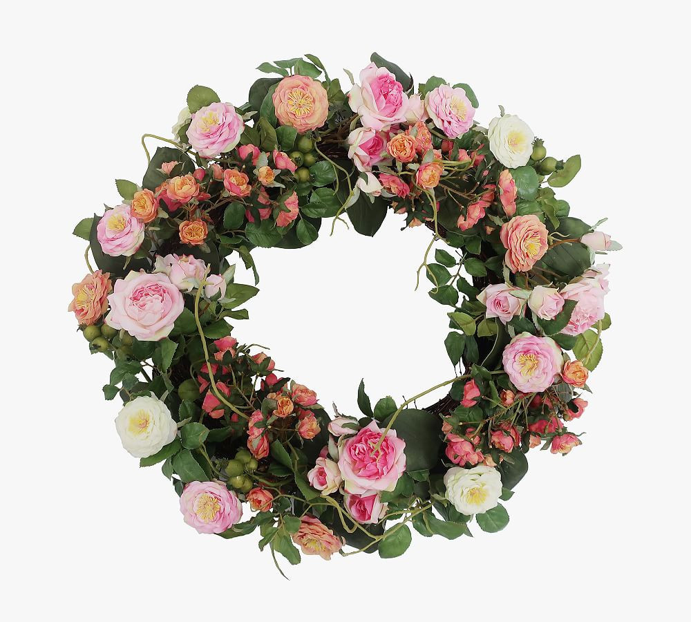 Faux Rose Wreath, 24""H | Pottery Barn (US)