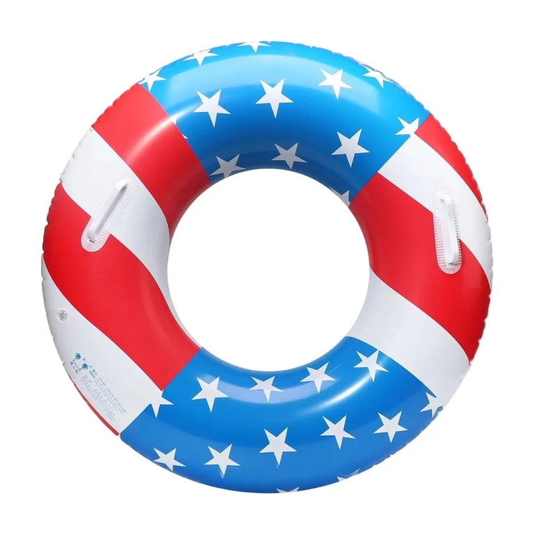 4th of July Patriotic USA Flag Inflatable Swim Ring with Handles, Red White Blue Independence Day... | Walmart (US)