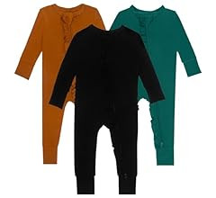 GUISBY Bamboo Baby Long Sleeve Footless Rompers, 2 Way Zipper with Ruffle Sleepers 0-24 Months 3-... | Amazon (US)