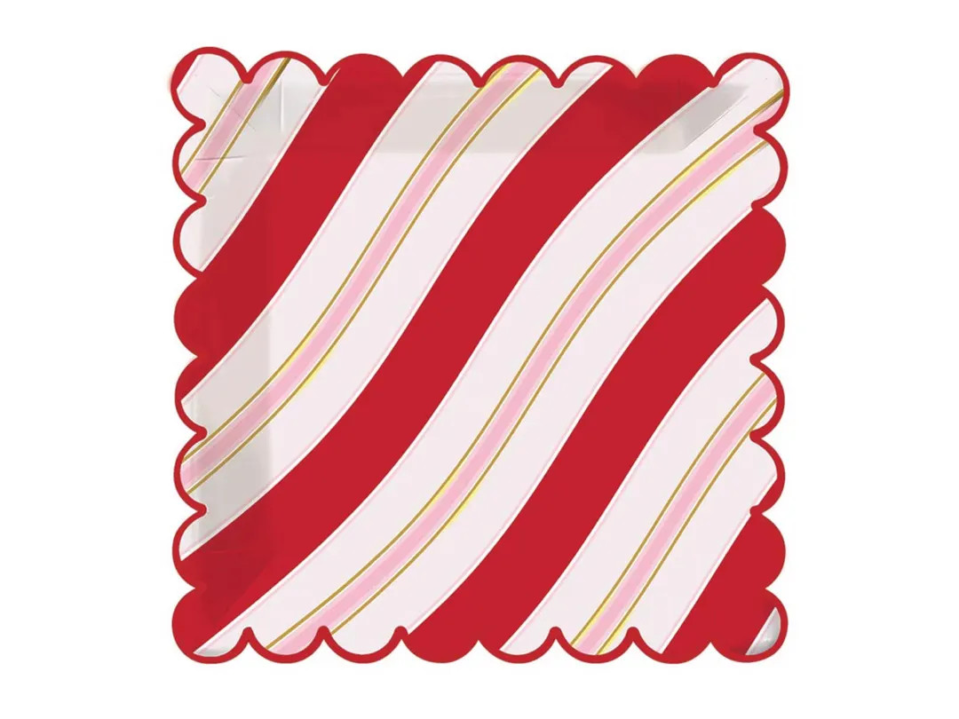 Candy Cane Stripes Lunch Plates 8ct | Christmas Plates | Gingerbread House Party Decor | Pink Can... | Etsy (US)