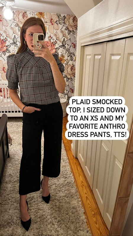 Holiday plaid top, size down 2 sizes and my favorite dress pants, TTS!

#LTKsalealert #LTKHoliday
