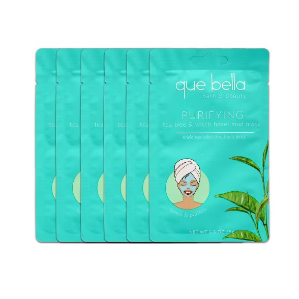 Que Bella Purifying Tea Tree Mud Face Mask - 6ct | Target