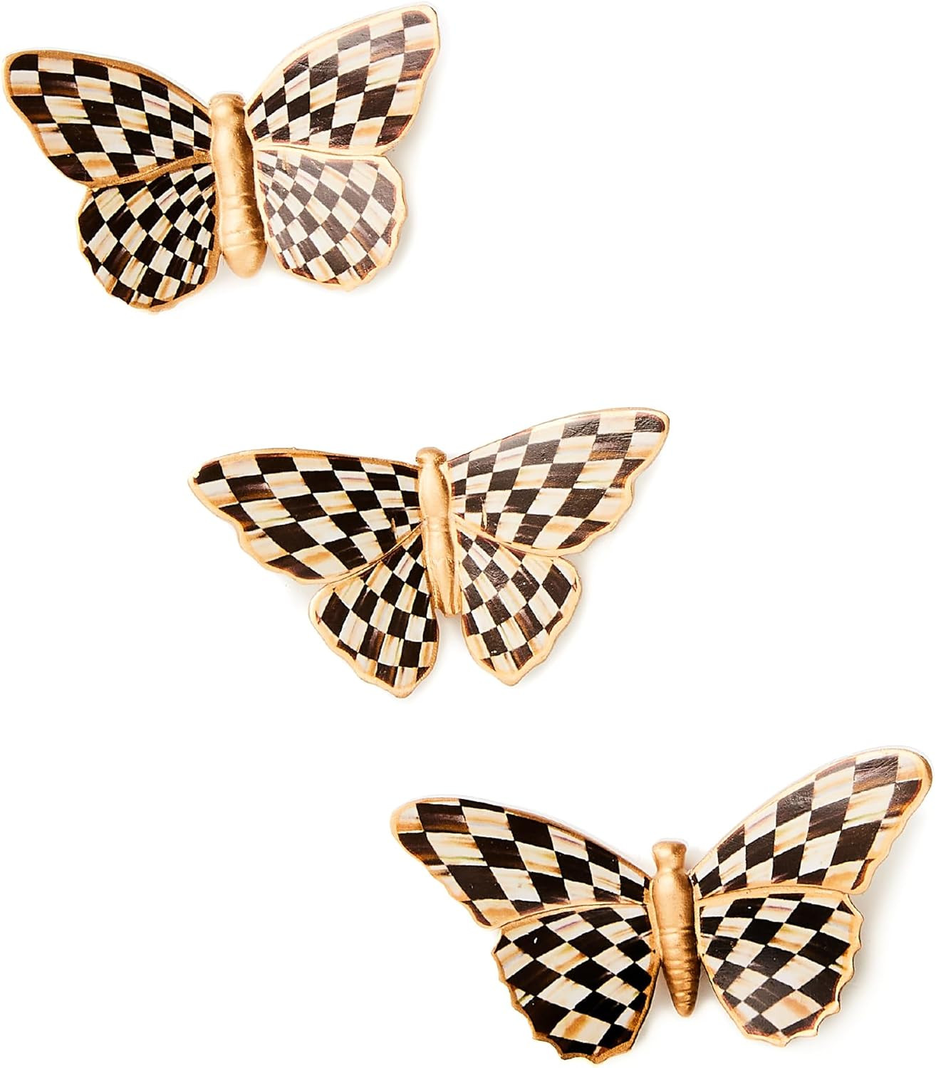 MACKENZIE-CHILDS Set of 3 Decorative Magnets, Magnetic Art for Metal Items and Refrigerator Decor, Courtly Check Butterfly | Amazon (US)
