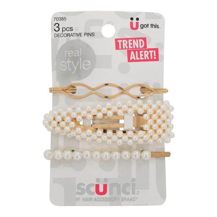 scunci Mixed Size Decorative Hair Pins - 3ct | Target