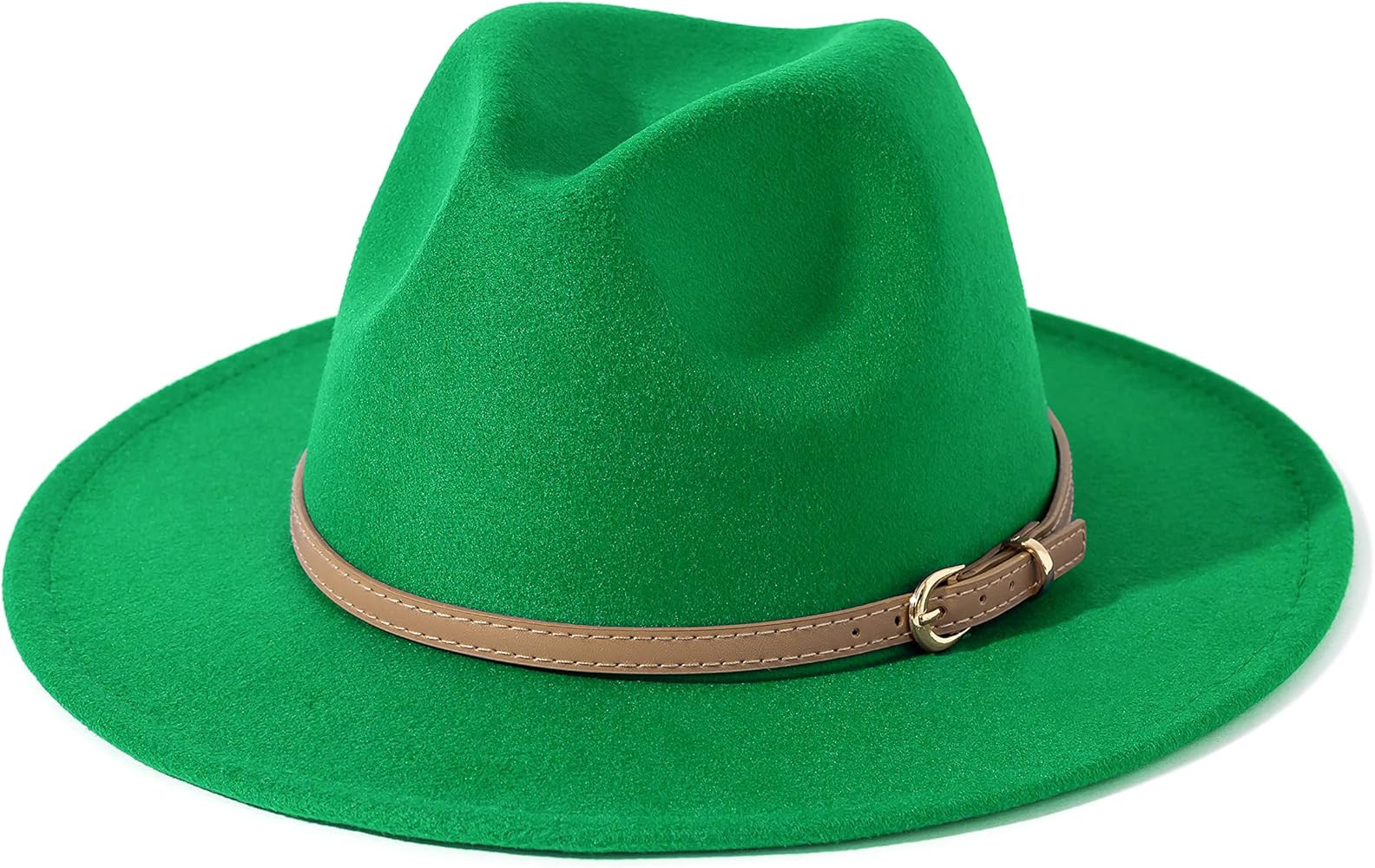Lisianthus Women Classic Felt Fedora Wide Brim Hat with Belt Buckle | Amazon (US)