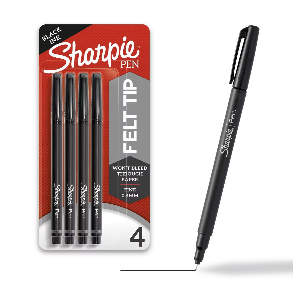 Sharpie 4pk Felt Pen Fine Tip Black Ink: Porous Point Pens, 0.8mm, Stationery & Office, Black, Pa... | Target