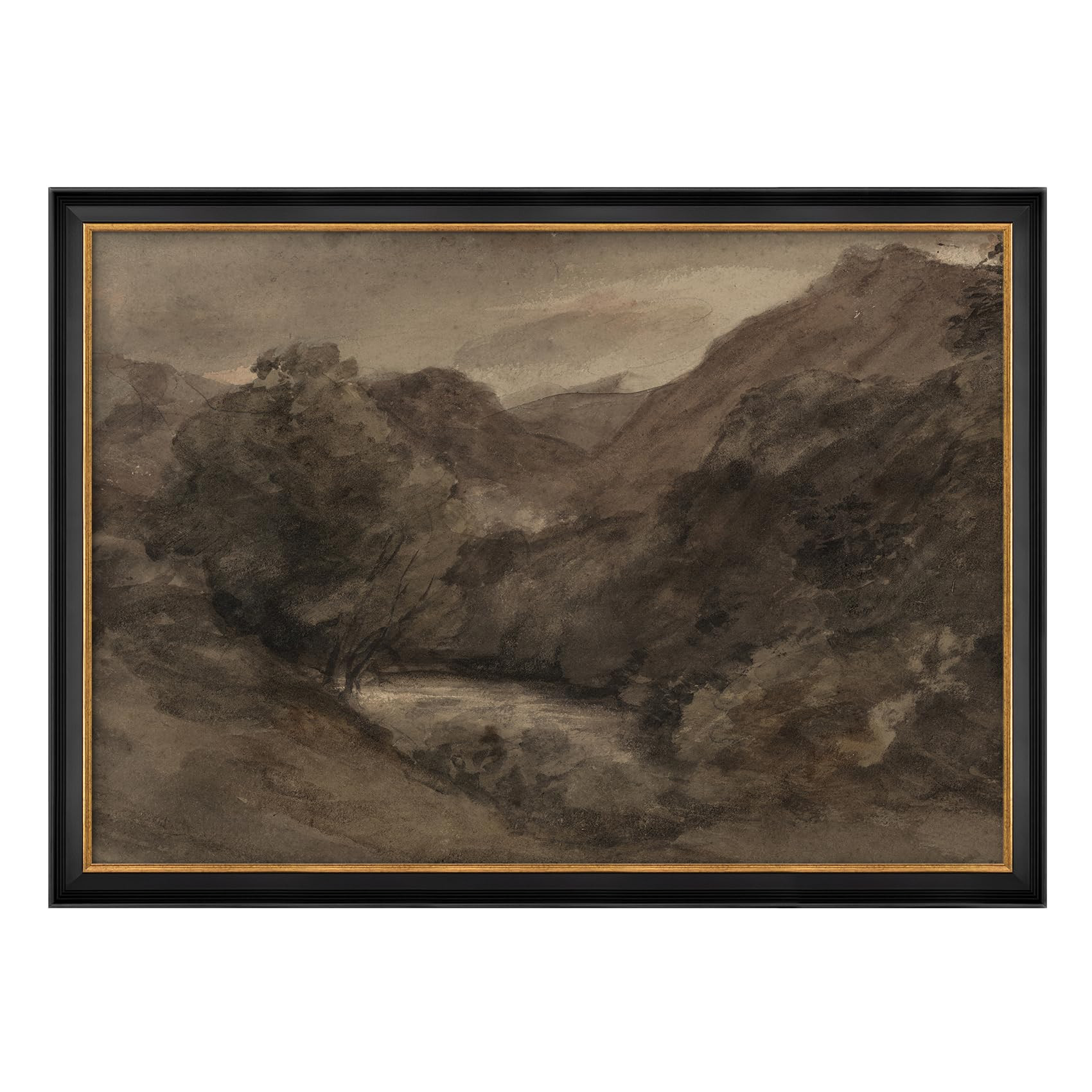 MUDECOR Premium Framed Wall Art Moody Landscape with River and Hills Illustrations Impressionism ... | Amazon (US)