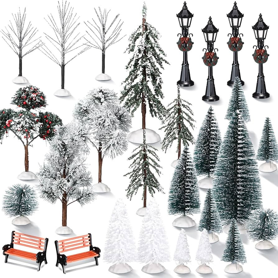 22 Pieces Mini Artificial Christmas Tree Set Frosted Christmas Pine Trees Snow Covered Village Tr... | Amazon (US)