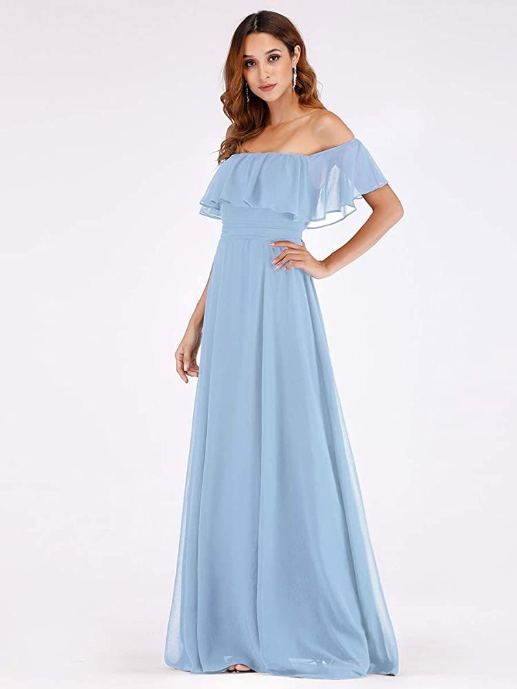 Ever-Pretty Womens Off The Shoulder Ruffle Party Dresses Side Split Beach Maxi Dress 07679 | Amazon (US)