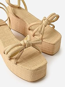 Raffia Platform Sandals for Women Espadrille Wedges Comfortable Summer Beach Slingback Sandals Bo... | Amazon (US)