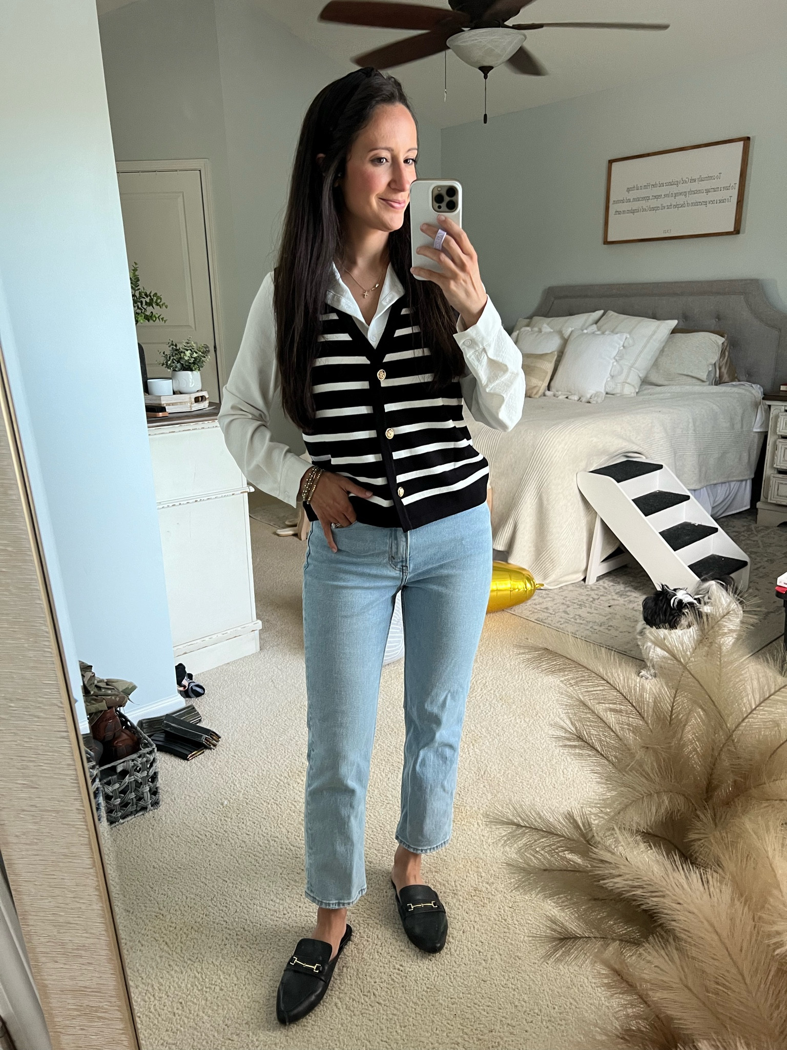 Striped vest size small
Abercrombie jeans
Parisian style
Work ootd
Amazon vest

#LTKWorkwear #LTKFindsUnder50