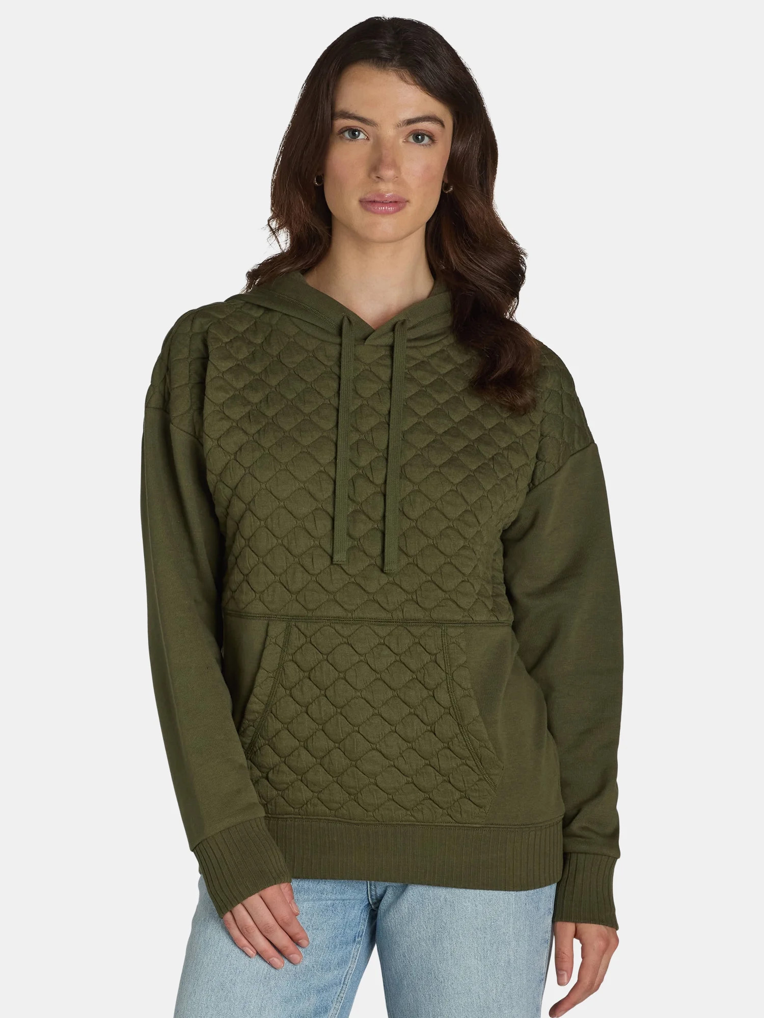 Time and Tru Women's Quilted Hoodie with Long Sleeves, S-XXXL | Walmart (US)