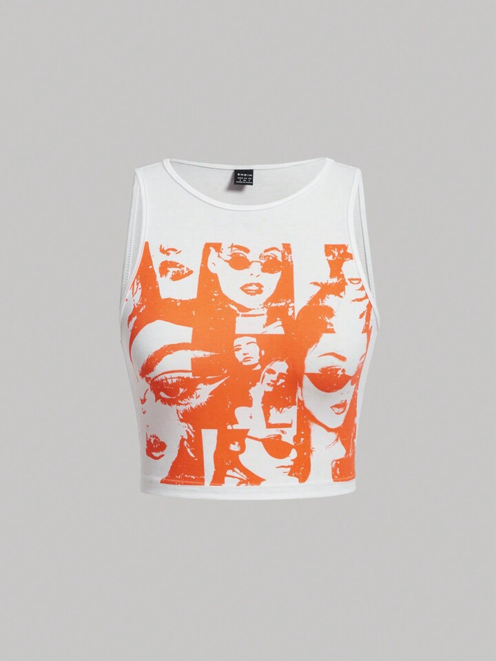SHEIN MOD Figure Graphic Crop Tank Top | SHEIN