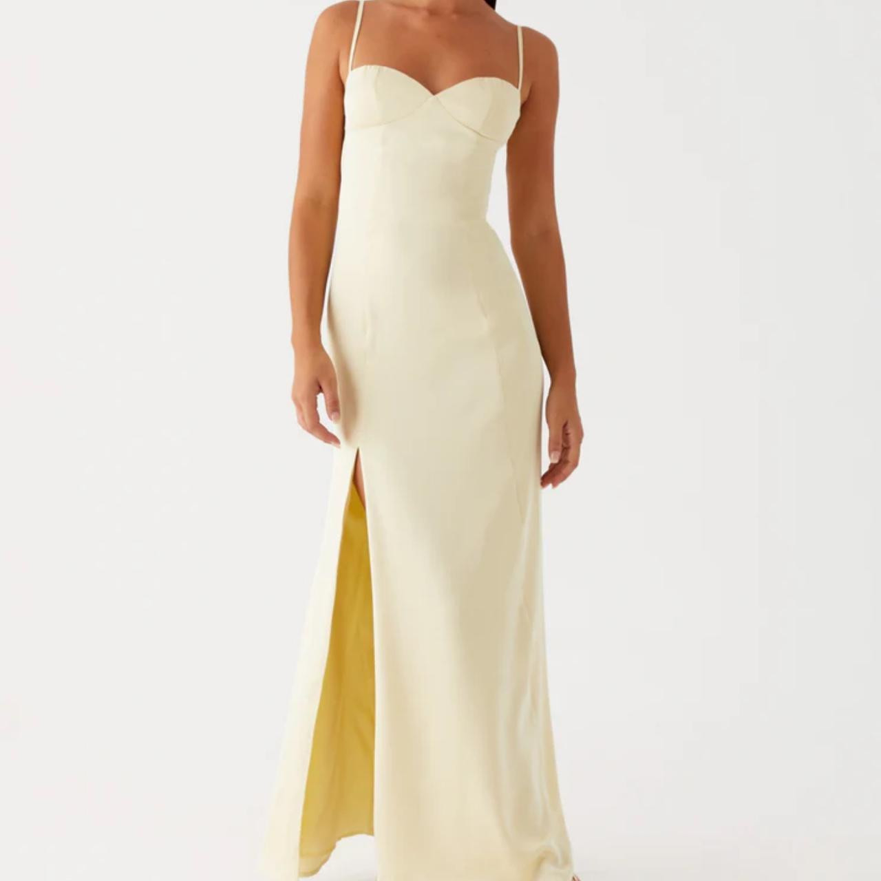 Peppermayo Women's Dress - Yellow/Cream - 8 | Depop US