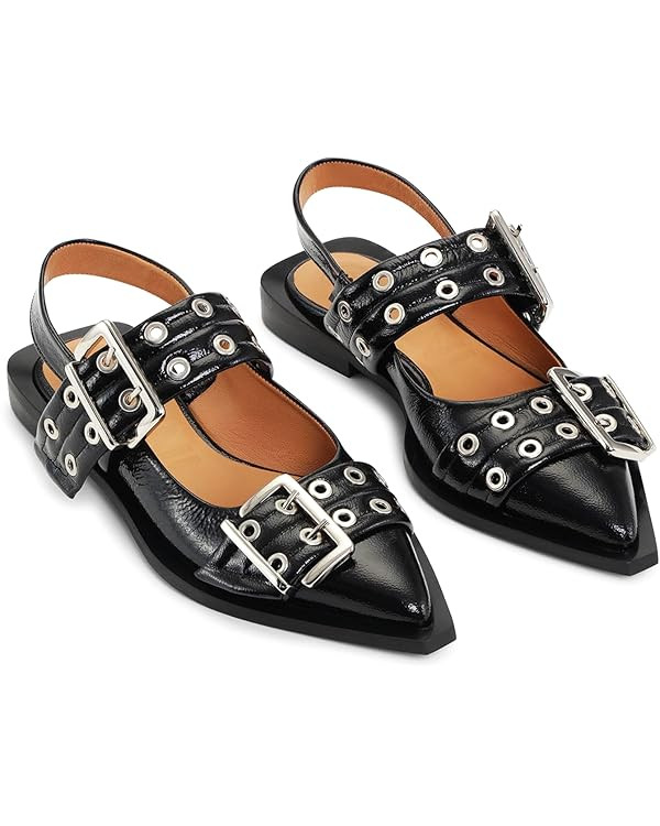 olomisa Ballet Flats Shoes for Women，Buckle Ballerina Flats with Poninted Toe Low Heel Slingbac... | Amazon (UK)