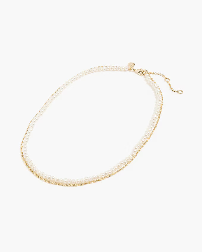 Pearl and gold chain necklace | J.Crew Factory