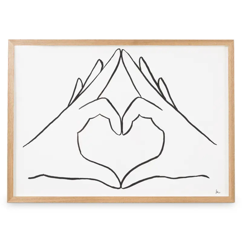 Oliver Bonas A2 Heart Hands Stained Ash Wall Art, size A2 | Oliver Bonas (Global)