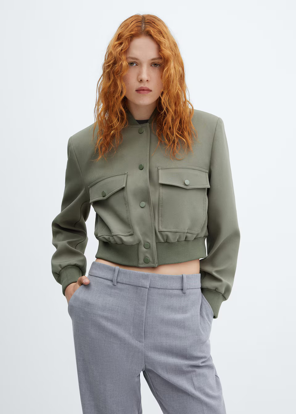 Bomber jacket with shoulder pads -  Women | Mango USA | MANGO (US)