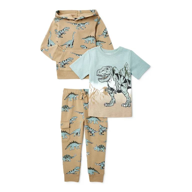 Garanimals Baby and Toddler Boy Hoodie, T-Shirt and Joggers Outfit Set, 3-Piece, Sizes 12M-5T | Walmart (US)