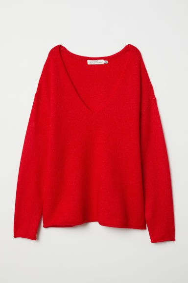 H & M - V-neck Sweater - Red | H&M (US + CA)