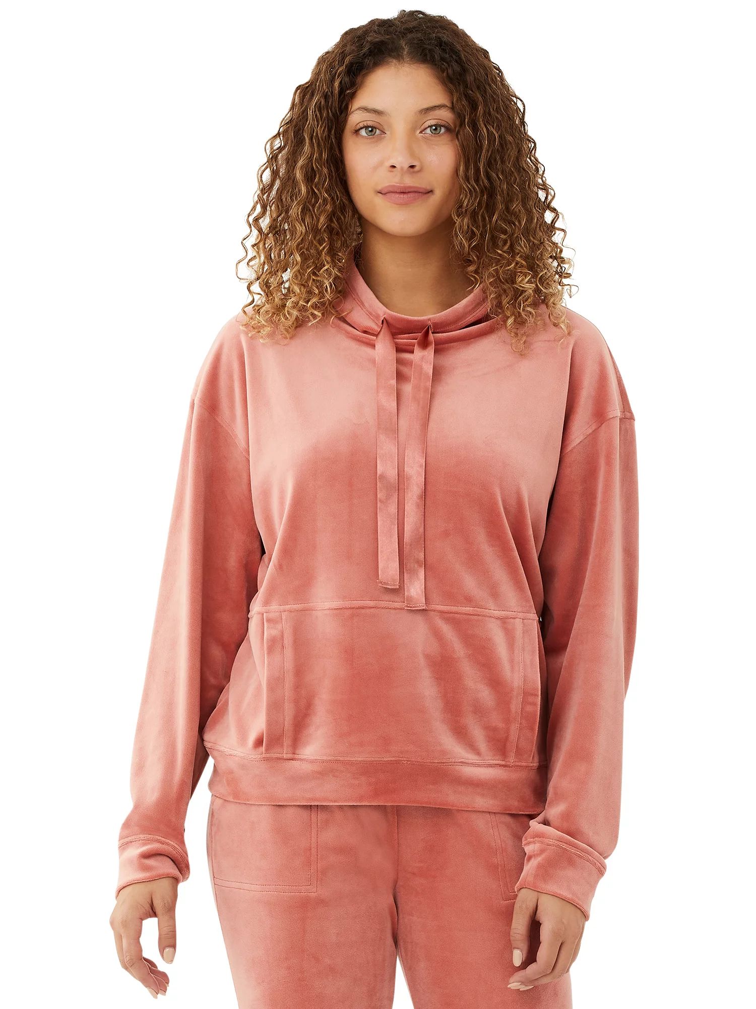 Scoop Women’s Funnel Neck Velour Sweatshirt with Pockets | Walmart (US)