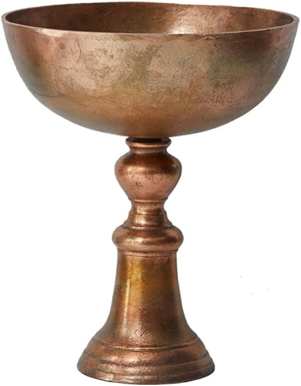 Serene Spaces Living Tall Vintage Copper Finish Pedestal Bowl Centerpiece, Floral Compote Vase, I... | Amazon (US)