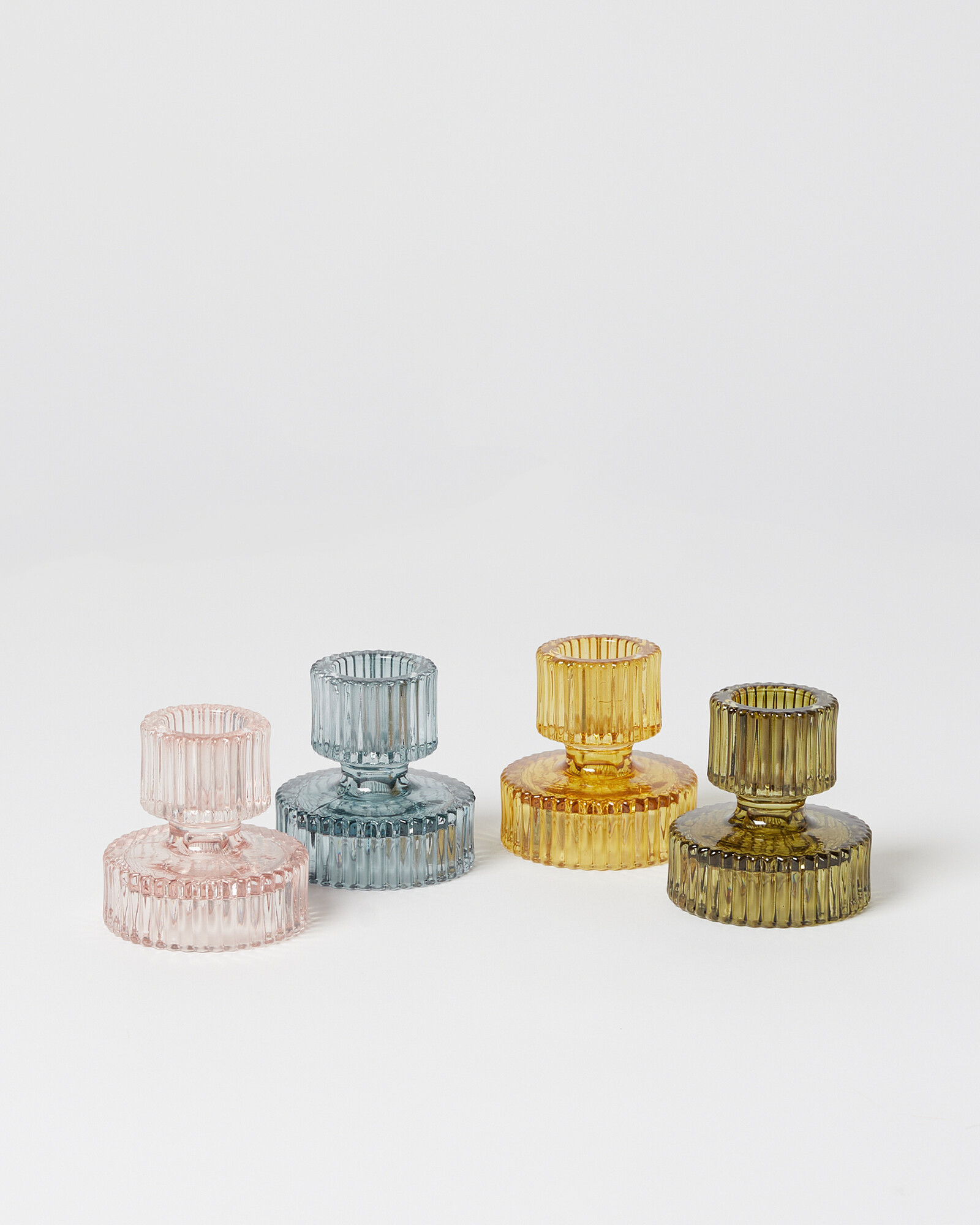 Kyto Double Sided Glass Candlestick Holders Set of Four | Oliver Bonas | Oliver Bonas (Global)