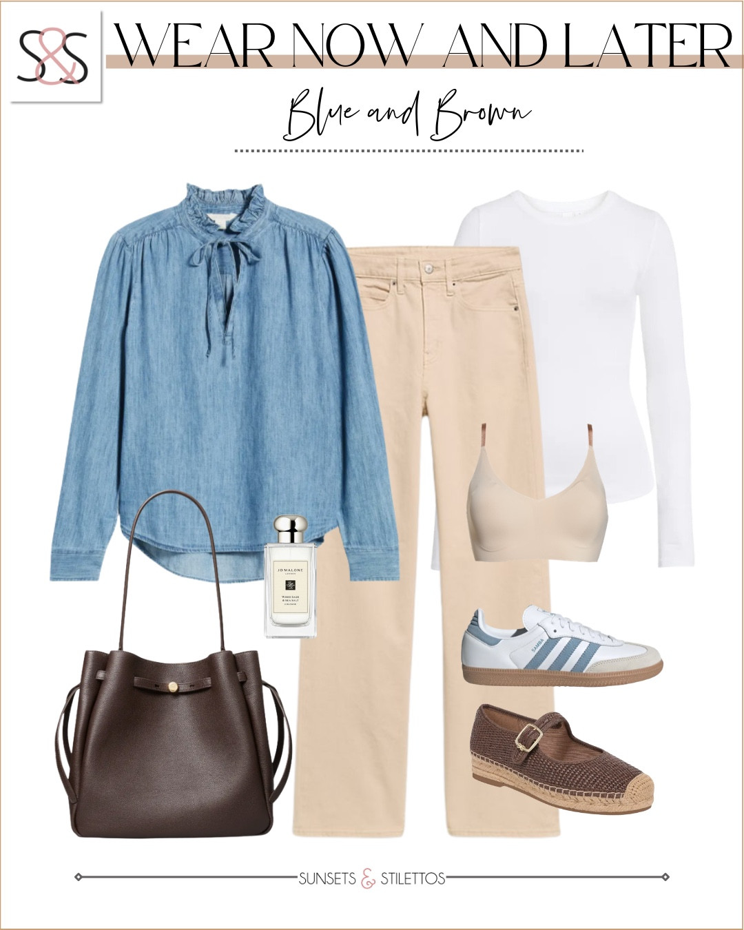 Blue and brown is a combo I will never get tired of. A soft chambray top with tan pants and rich brown accessories feels classic now and later.

blue and brown outfit, chambray top outfit, tan pants look, neutral spring style, brown leather bag outfit, casual chic ideas, wear now and later outfits, timeless wardrobe staples

#LTKOver40 #LTKgrwm #LTKSeasonal