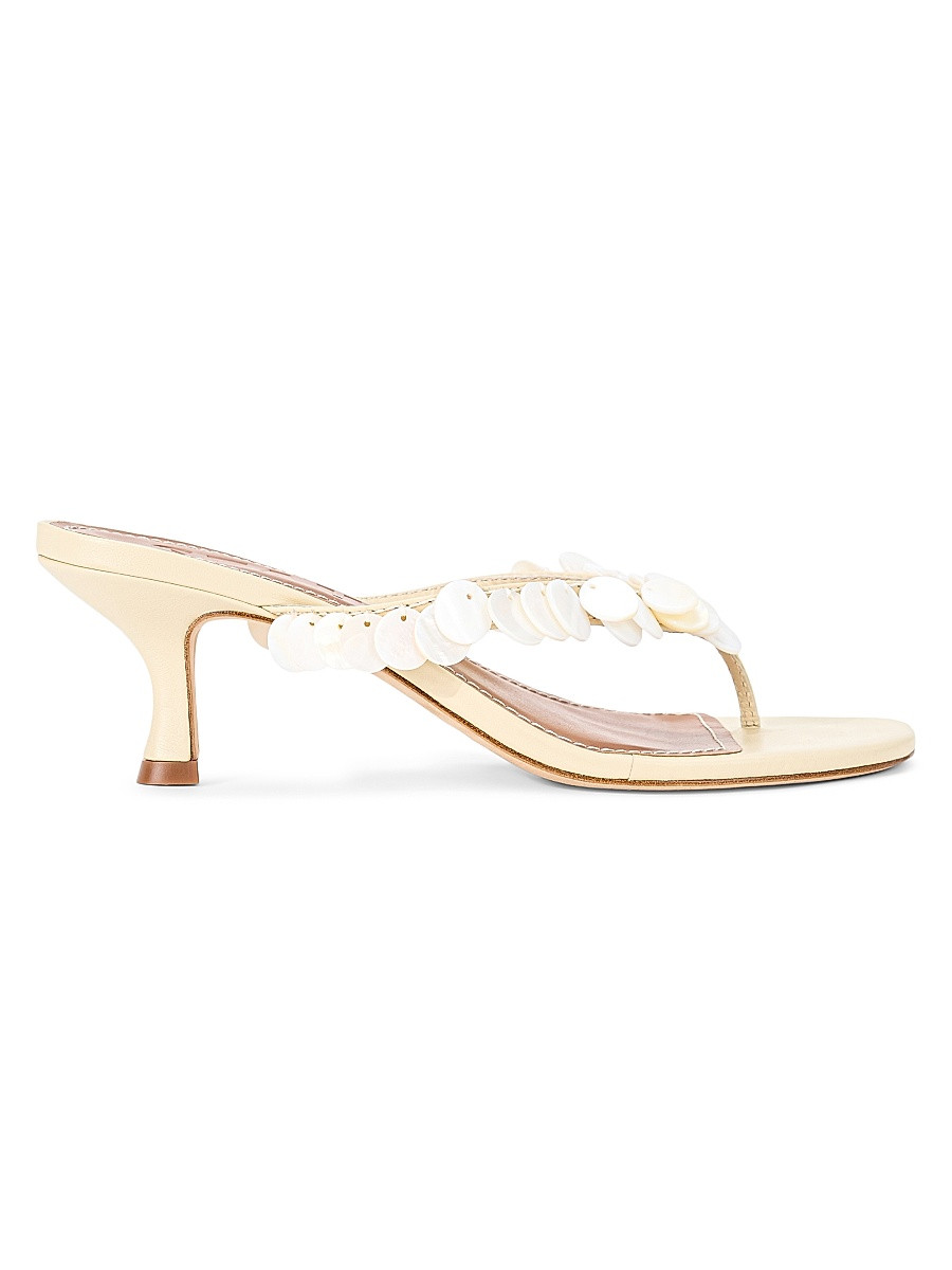 Women's Freja 60MM Embellished Slip-On Leather Sandals - Cream - Size 9 | Saks Fifth Avenue