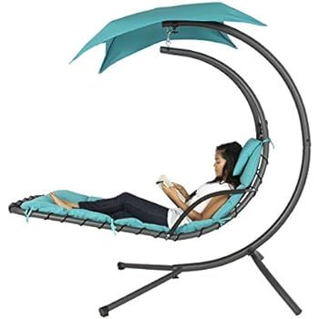 Best Choice Products Hanging Curved Chaise Lounge Chair Swing for Backyard, Patio w/Pillow, Canop... | Amazon (US)