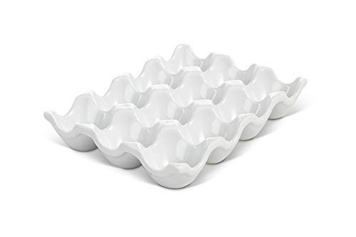 HIC Kitchen Egg Crate, Fine White Porcelain, Holds 1 Dozen Eggs | Amazon (US)