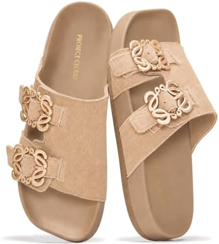 Project Cloud 100% Genuine Leather Womens Sandals Dressy - Lightweight & Non-Slip Women's Flats S... | Amazon (US)